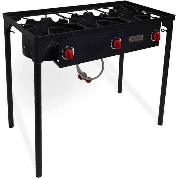 GasOne 3-Burner Propane Outdoor Stove with Adjustable High Pressure Regulator and Hose