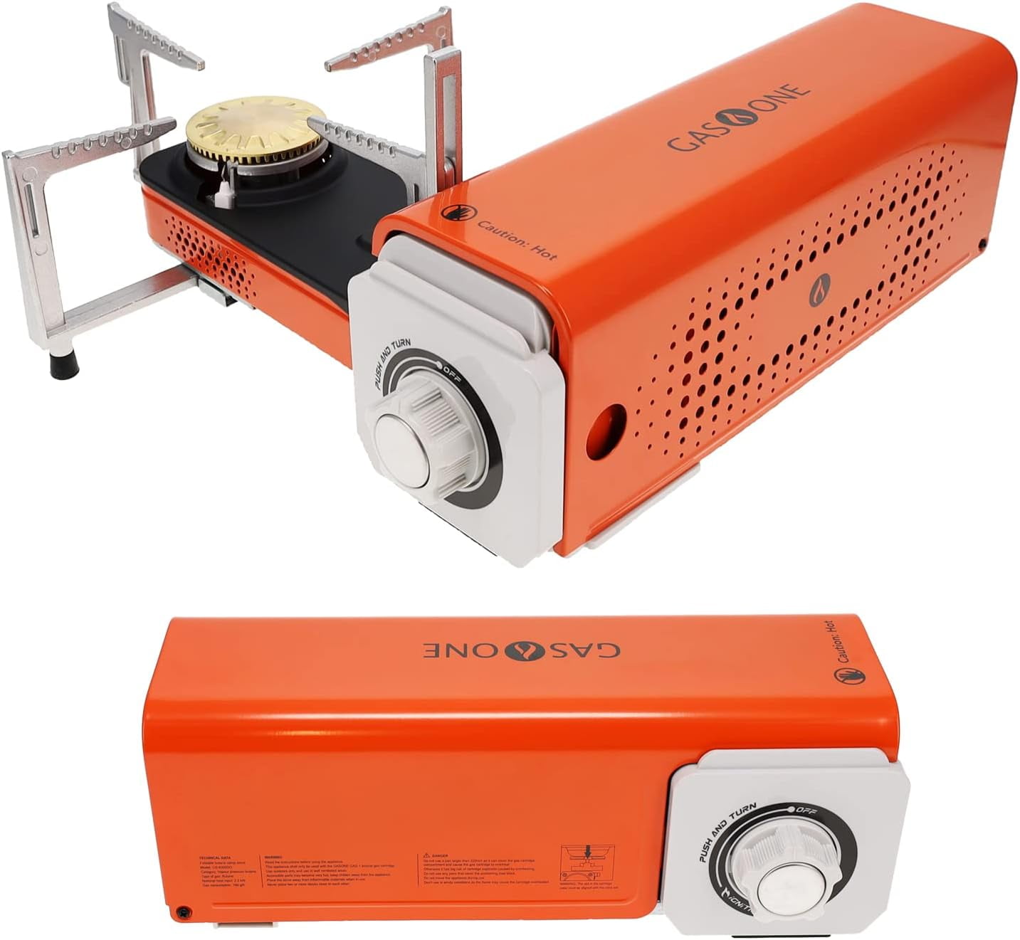 Compact Orange Portable Butane Gas Single Burner Stove