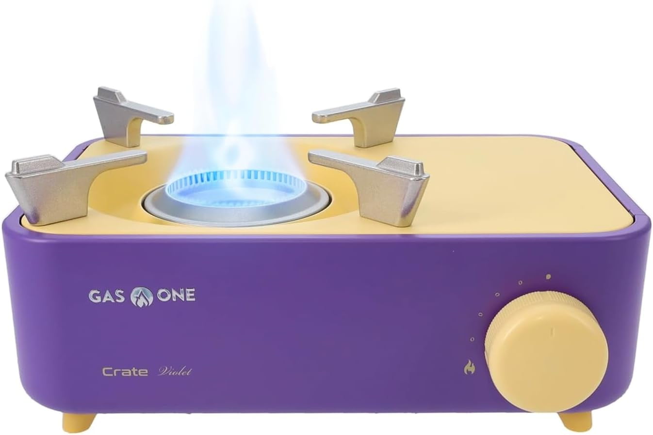 Violet and Yellow Portable Single Burner Gas Stove