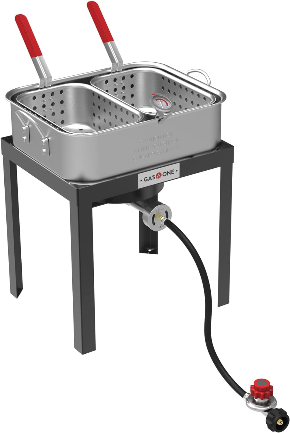 Heavy Duty 18Qt Aluminum Dual Basket Gas Deep Fryer with Thermometer