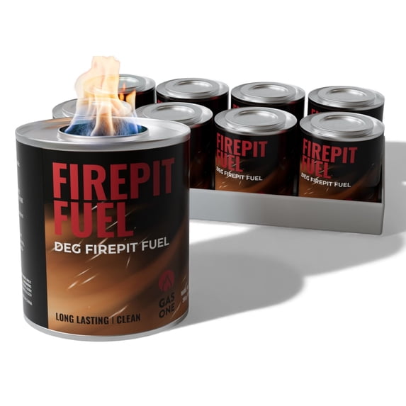 GasOne Firepit Fuel – Safe Wick Fuel for Fire Pit 8-Pack – Portable Fire Pit with 4 Wicks and 3 Hours Burn Time Per Canister
