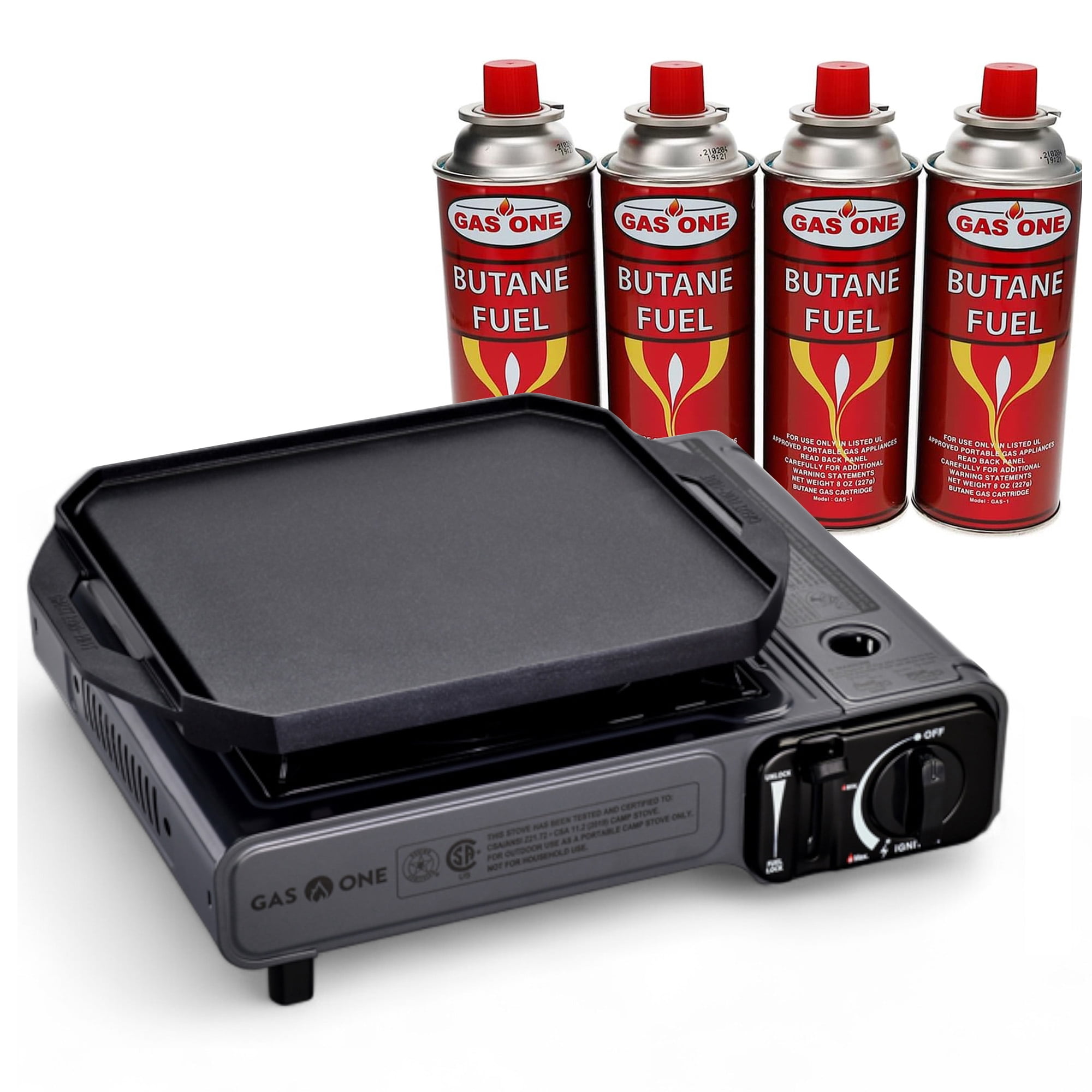 GasOne GS-1000G-KIT Butane Gas Stove with Flat Top Griddle Included ...