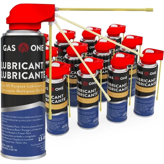 GasOne LS-06 All-Purpose Lubricant Spray 12-Pack 6oz Lubricant Spray with Dual Spray Action