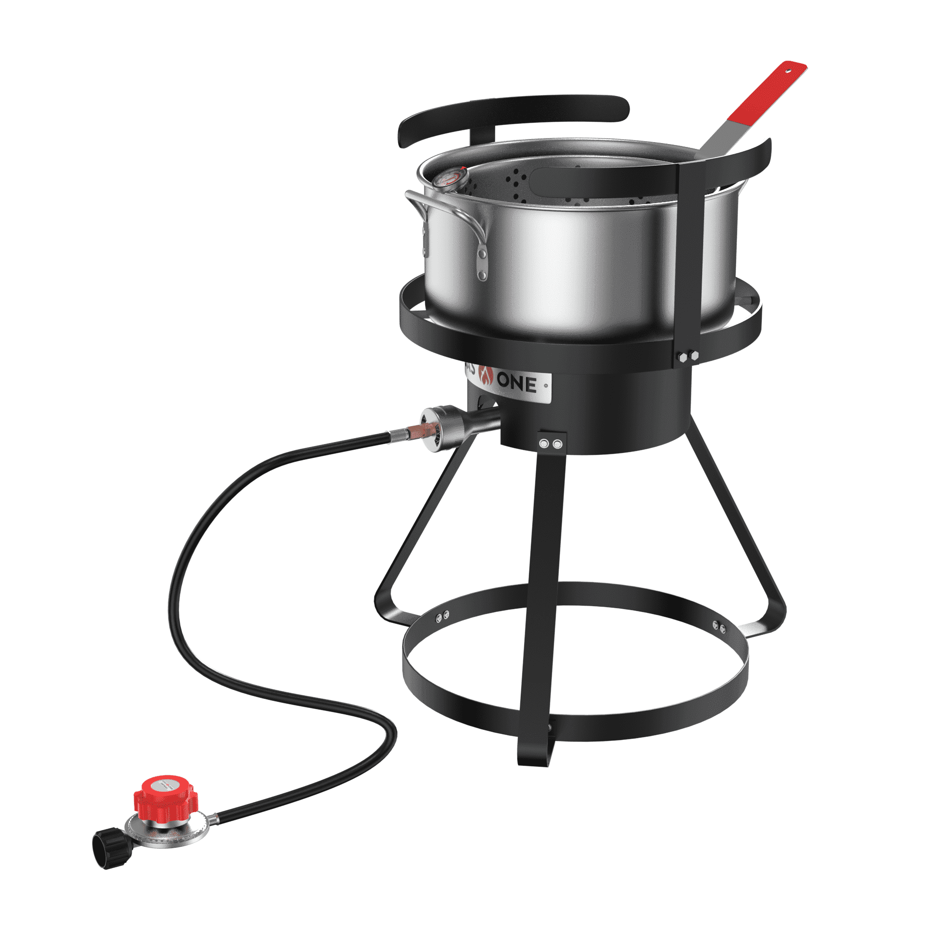 10Qt Aluminum Propane Deep Fryer with Strainer Basket and Thermometer