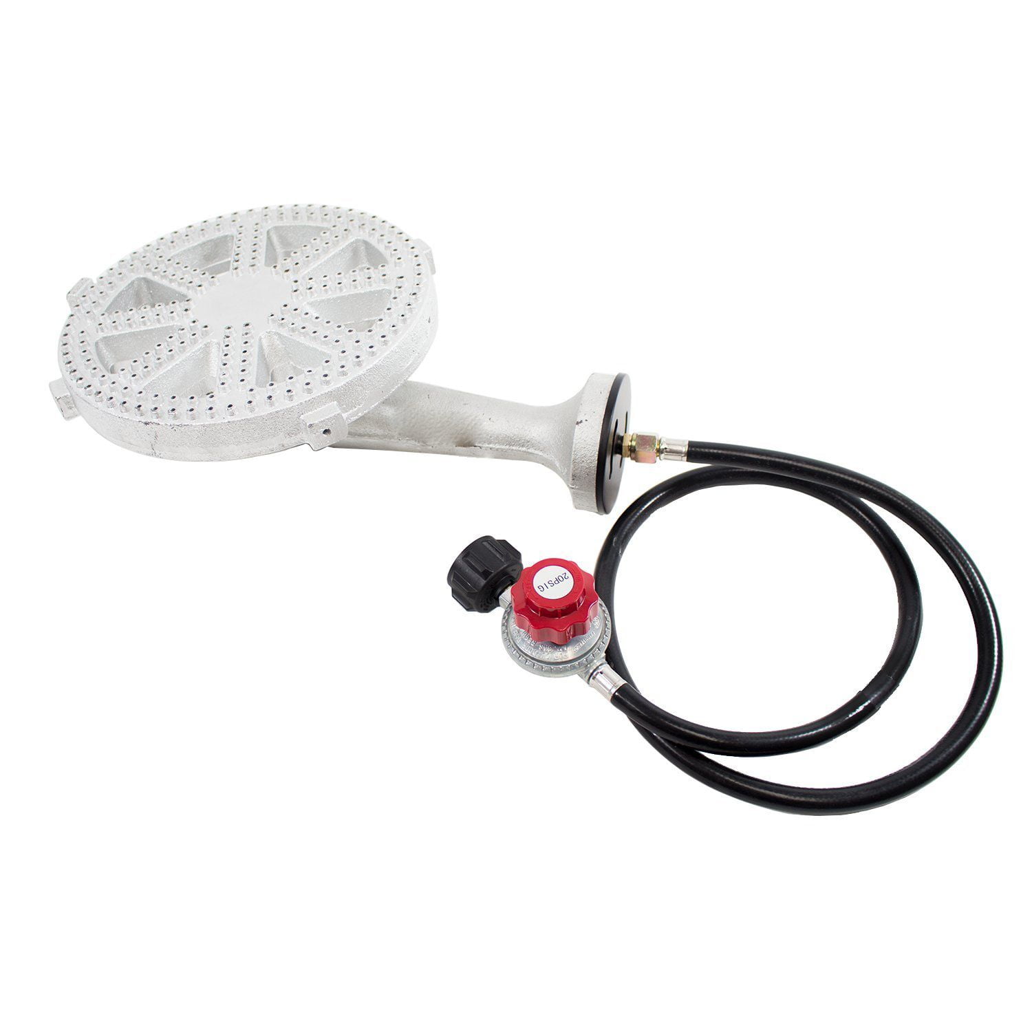 GasOne 10 in High Pressure Silver Propane Burner Head with Regulator Hose