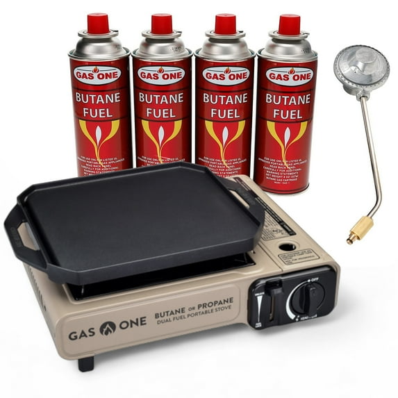 GasOne Propane or Butane Gas Stove with Flat Top Griddle and 4 Fuel ...