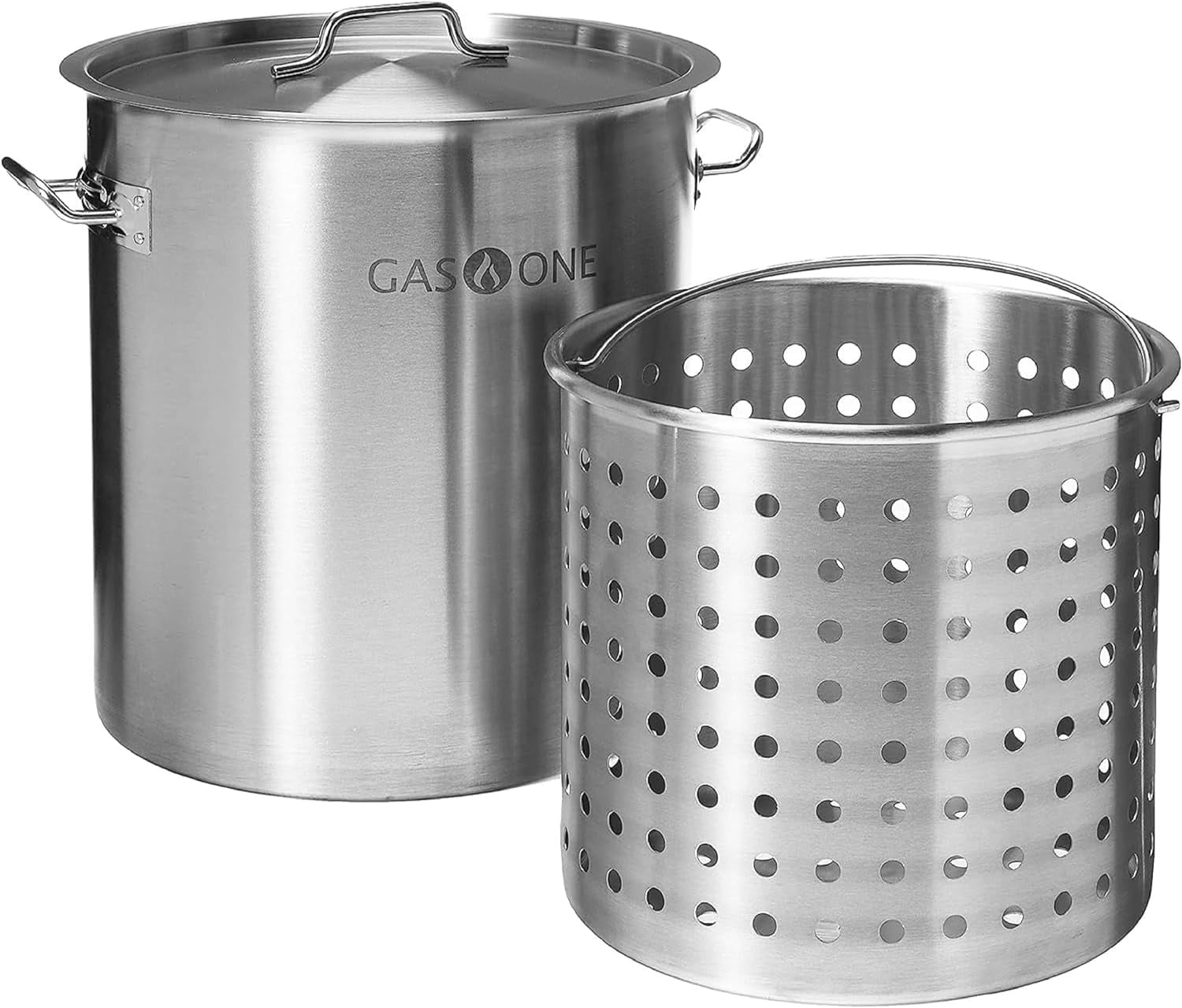 GasOne Stainless Steel Stockpot with Basket 84qt Stock Pot with Lid