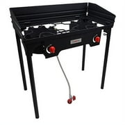 GasOne Two Burner Propane Camp Stove, Two 75,000BTU Cast Iron Burners with Windscreen Outdoor High Pressure