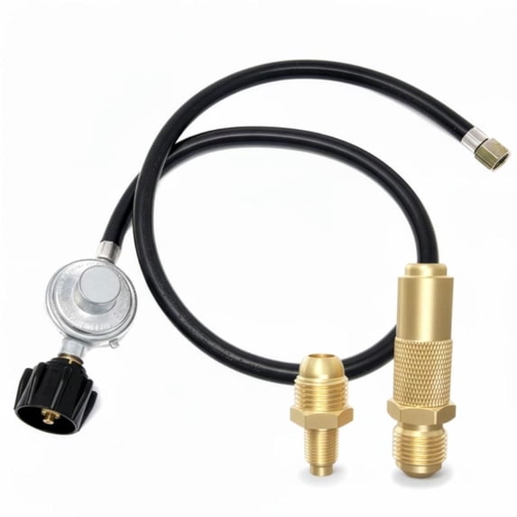 GasOne Universal Propane Regulator Hose with 3 Interchangeable Fittings – 3 FT Propane Hose with Regulator - Compatible with Blackstone 17"/22" Griddles, Propane Grills, Burners & Other Appliances