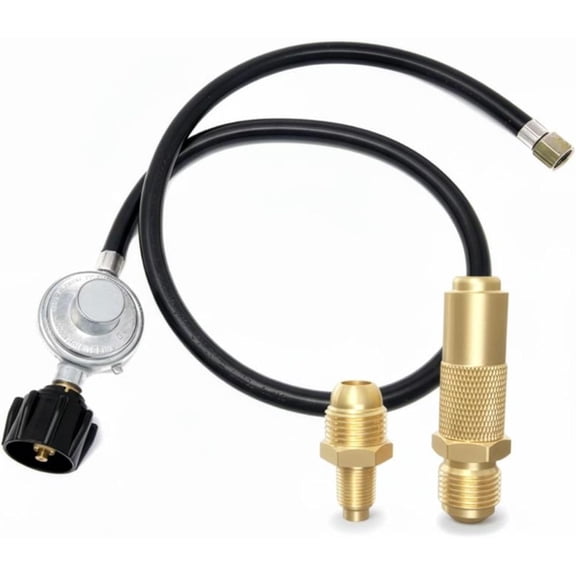 GasOne Universal Propane Regulator Hose with 3 Interchangeable Fittings 3 FT Propane Hose with Regulator - Compatible with Blackstone 17"/22" Griddles, Propane Grills, Burners & Other Appliances