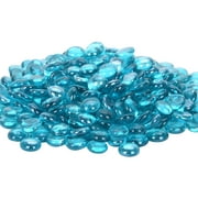 GasSaf 10 Lb Fire Glass Beads for Fire Pit,3/4" Caribbean Blue Luster Fire Pit Glass Rocks for Natural/Propane Gas Fireplace and Landscaping