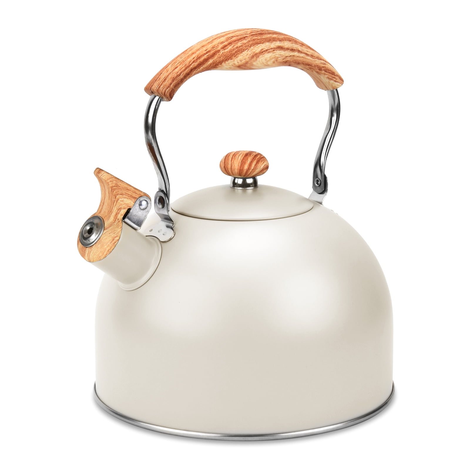 GasSaf 2.6Qt Stove Top Tea Kettle,Stainless Steel Loud Whistling White