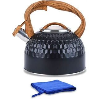 RETTBERG Tea Kettle for Stove Top with Metal Teapots Spout, Whistling Tea  Kettles Loud Whistling 2.4 Quart (Black 2)