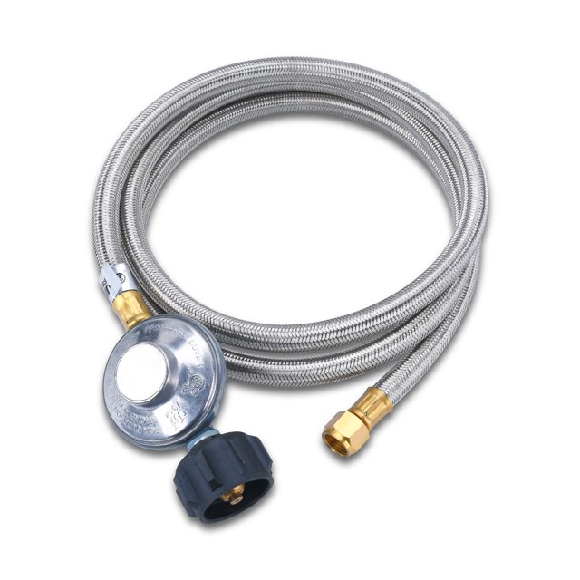 GasSaf 6Ft SS Braided Propane Regulator and Hose, Fit for Gas Grill