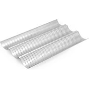 GasSaf Baguette Pan, Perforated 3 Wave French Bread Pan Non-Stick Easy to Clean, 15" x 9.5" Silver Baking Mold