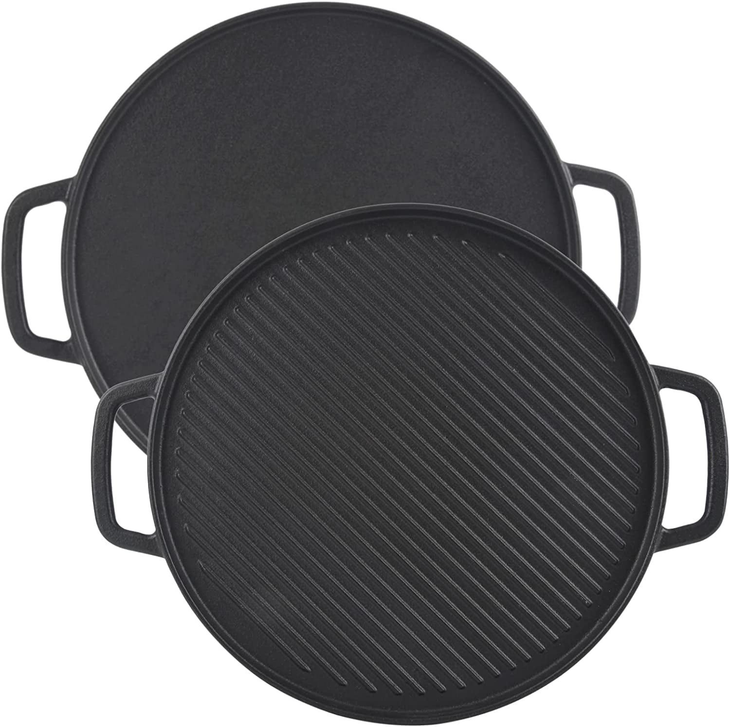 Good Helper 8in Grill Topper Pan Cast Iron BBQ Grill Accessories Outdoor Grill Pans Nonstick Grilling Pan with Holes Handles Heavy Duty Grill Tray