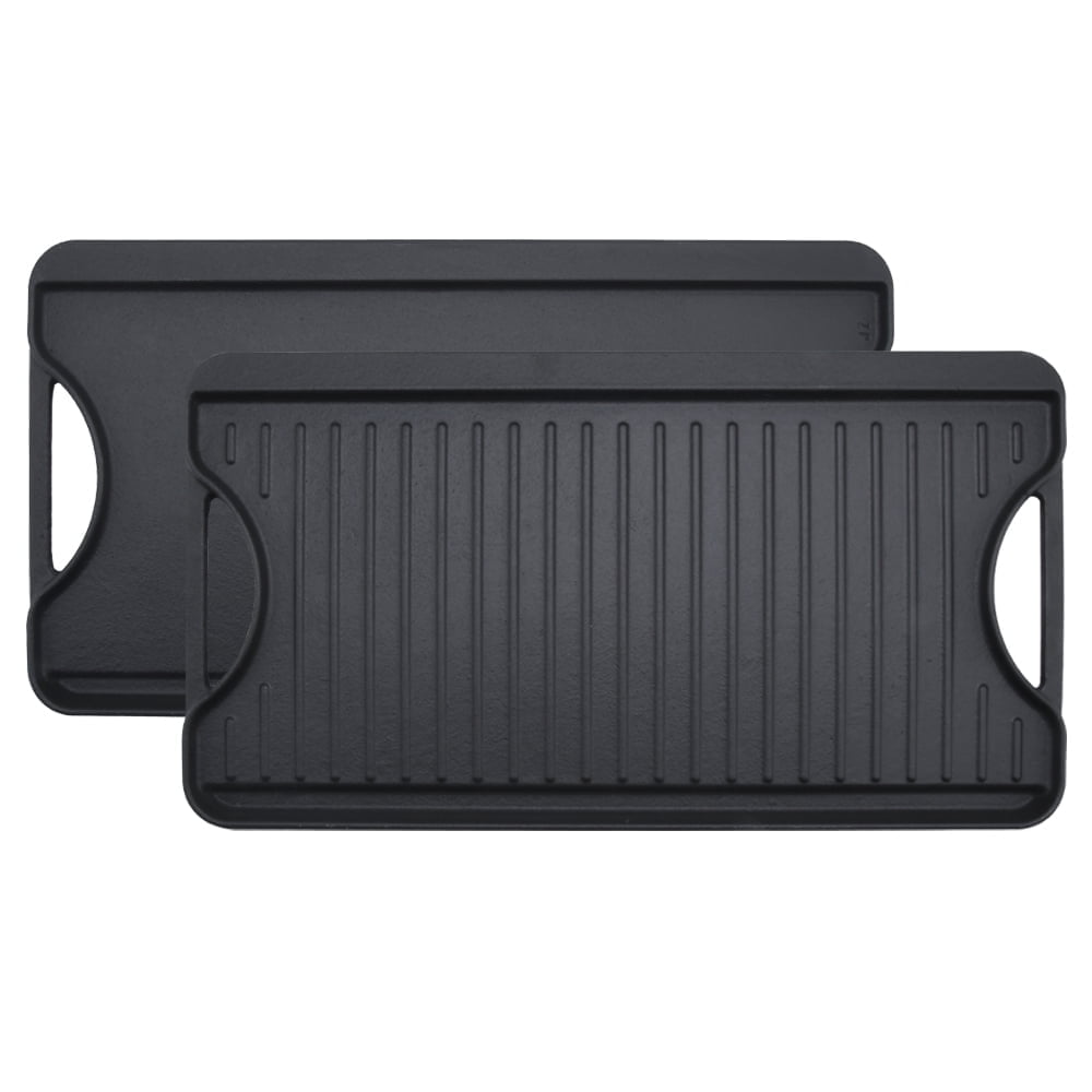 Prosource professional heavy duty reversible double burner cast iron grill griddle hot sale