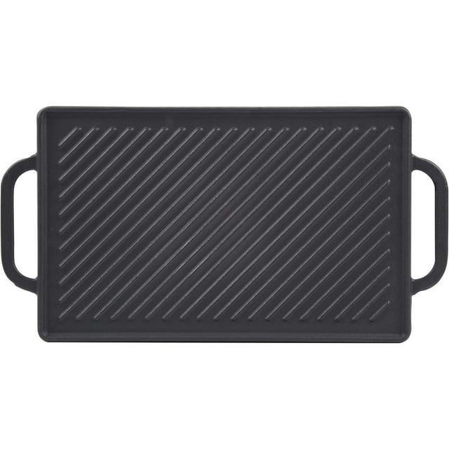 GasSaf Cast Iron Reversible Grill Griddle，Double Sided Grill Pan Perfect for Gas Grills and