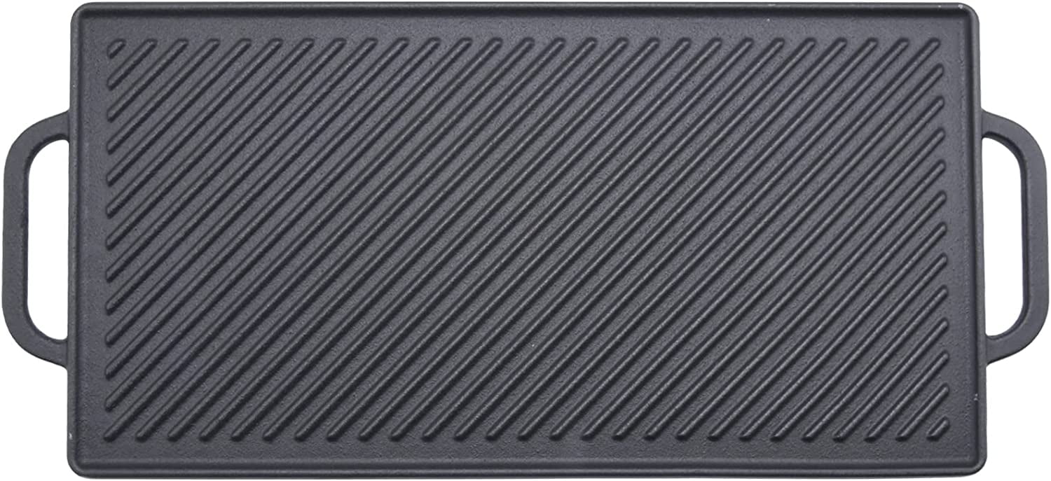 Kikcoin 9.5 Inch Nonstick Grill Pan For Stovetop - Indoor Grill With Pour Spouts, Raised Grates For Steak & Vegetables