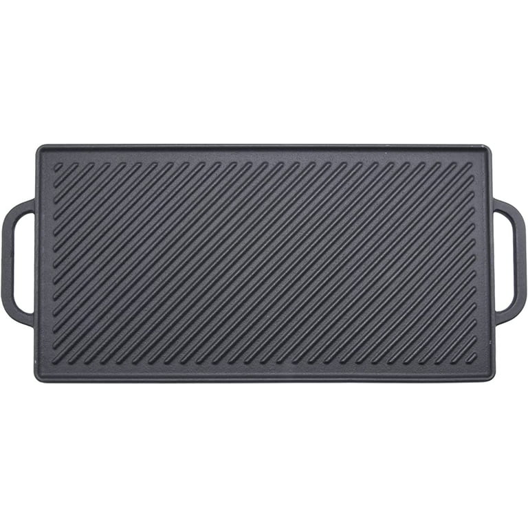 GGC Cast Iron Reversible Grill Griddle for Stove Top, Flat Griddle for Gas  Grills, Flat and Ribbed Double-Side to Use, Non-Stick Griddle Plate Top