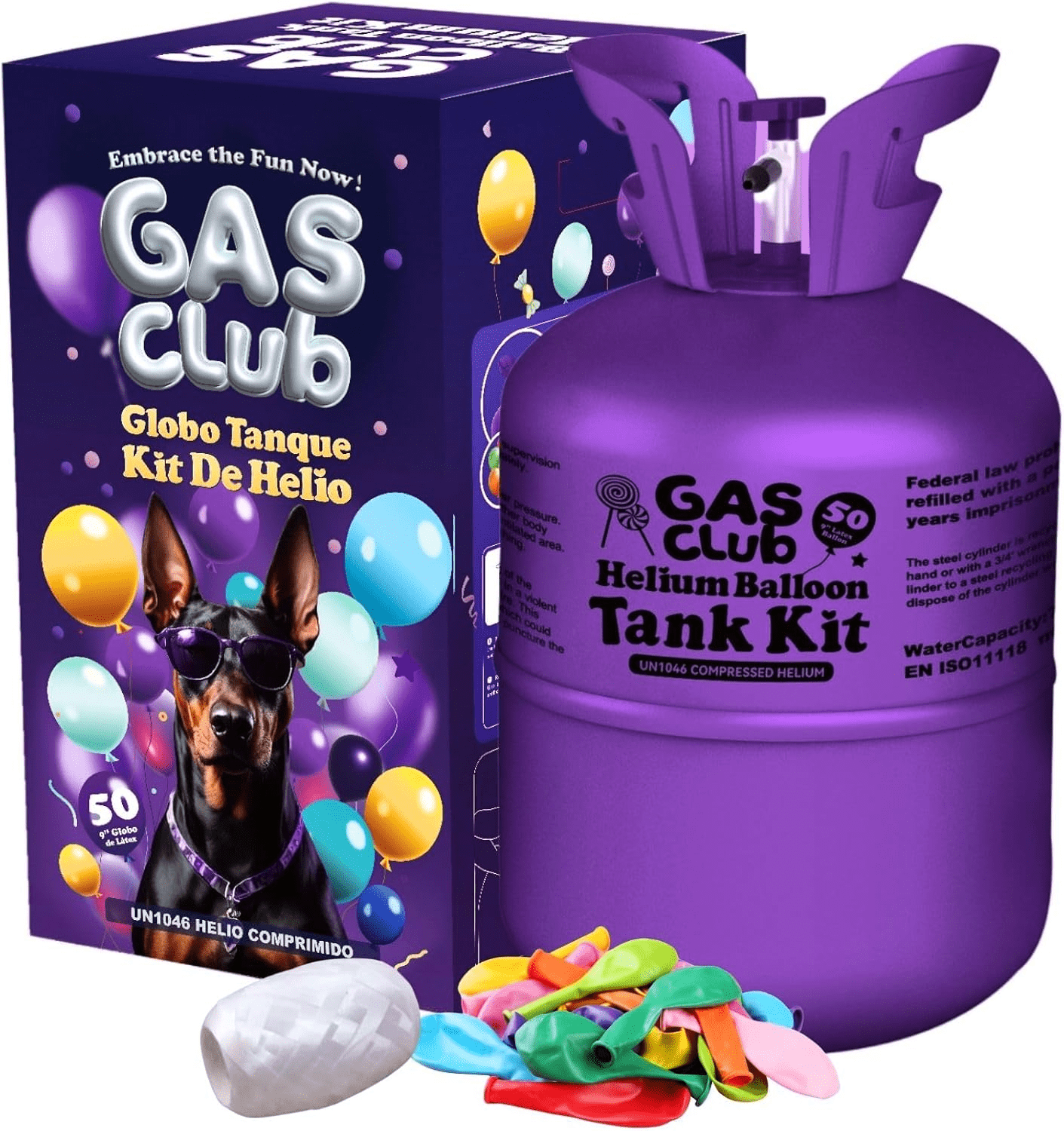 Gasclub 13L Helium Tank up to 50 Latex Balloons Helium Tank for Balloons at Home Helium Balloon Pump Kit Blend