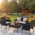 thumbnail image 1 of Gasee 4PCS Patio Rattan Conversation Furniture Set Outdoor Black/Beige Cushion, 1 of 8