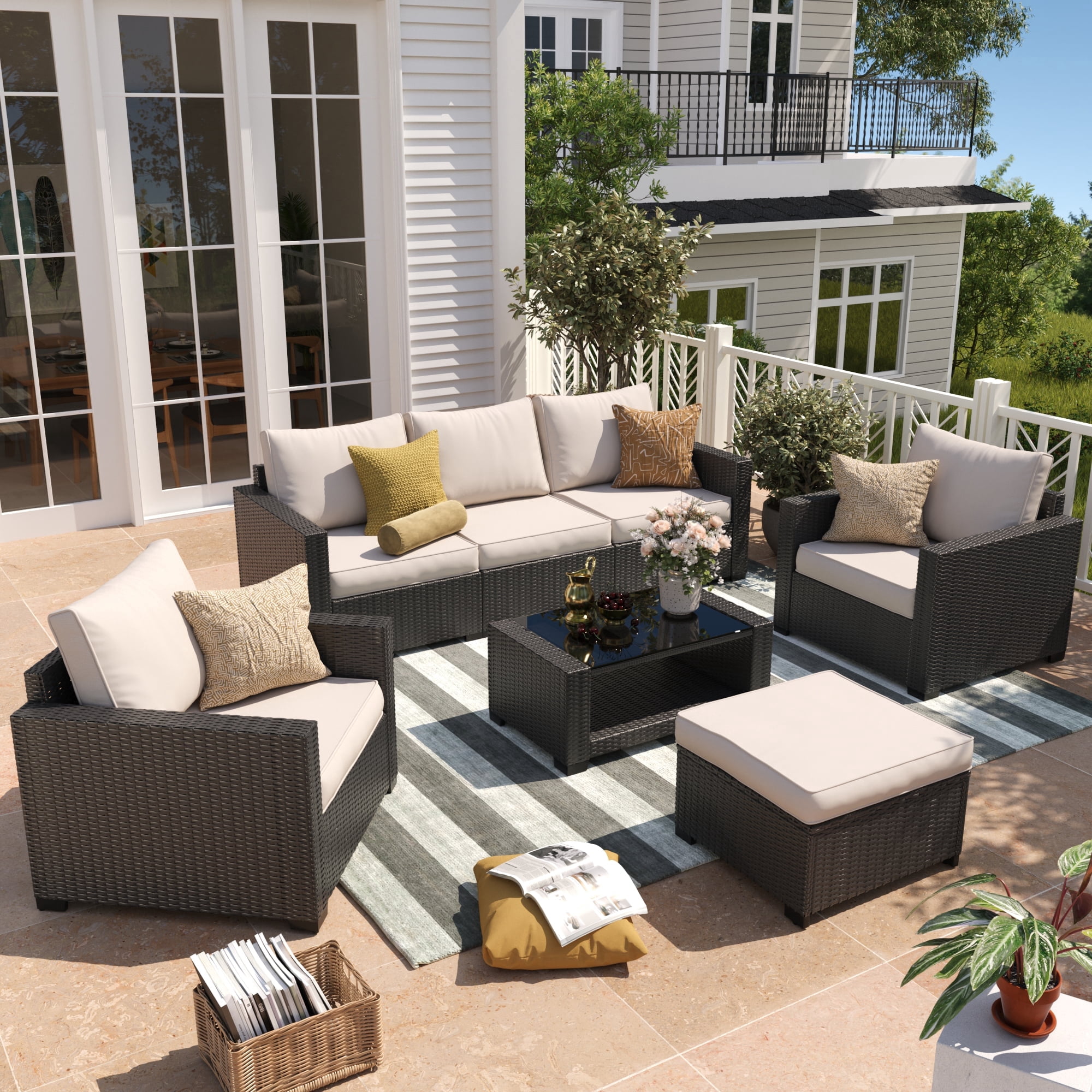 Gasee 7-Piece Patio Furniture Set,Outdoor Sectional Furniture, All ...