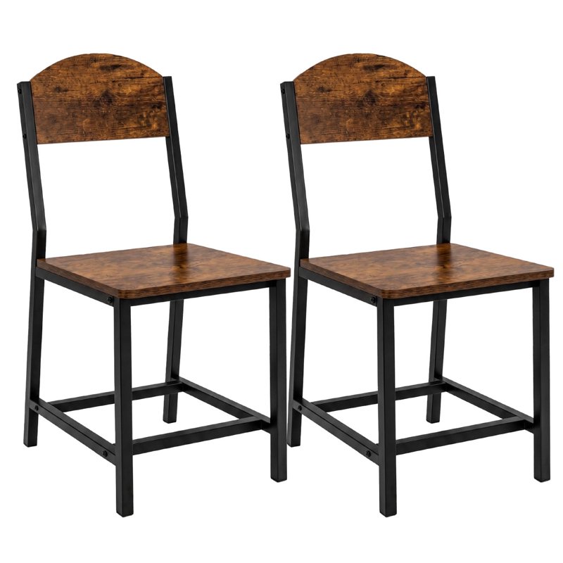 Gasee Dining Chairs Set of 2,Wood Dining Chairs with Metal Legs for Dining Room, Kitchen, Restaurant,Brown (Only Chairs)