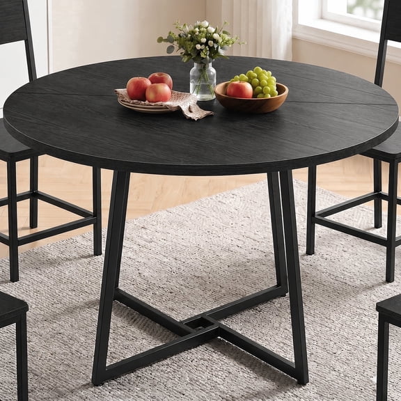 Gasee Dining Table, 43" Round Dining Table, Solid Wood Thickened Table Top Kitchen Dining Table,Dining Table for Dining Room, Home(Only Table),Rustic Gray