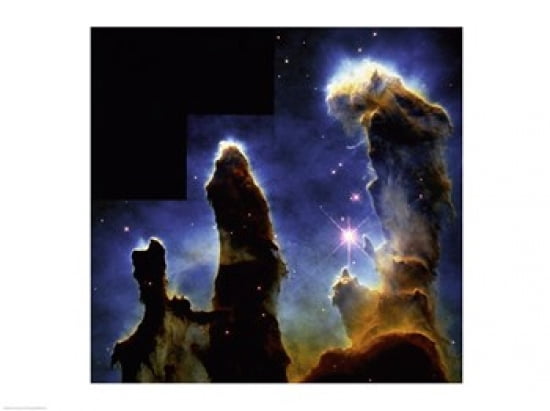 Gaseous pillars of M-16 Eagle Nebula Star birth photographed by Hubble Space Telescope Canvas Art - (24 x 18)