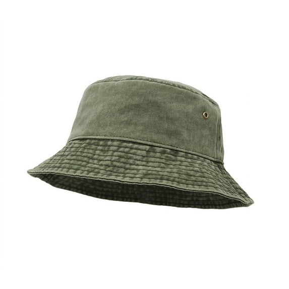 Gash Hao Bucket Hat ,Wide Brim Washed Denim Cotton Outdoor Sun Hat Flat Top Cap Sun Protection Cap