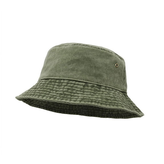 Gash Hao Bucket Hat ,Wide Brim Washed Denim Cotton Outdoor Sun Hat Flat Top Cap Sun Protection Cap