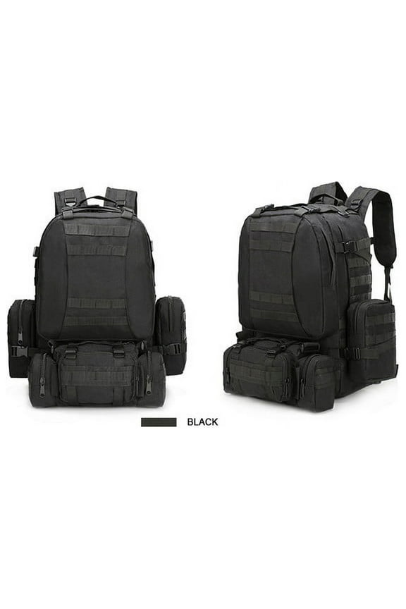 Hiking Backpack Camping Backpack 55L Waterproof Hiking Daypack Travel Backpack Uniesex for Adult Black