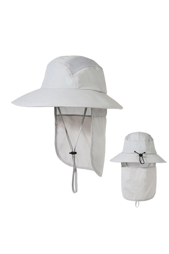 Mens UPF 50+ Sun Protection Cap Wide Brim Fishing Hat with Neck Flap
