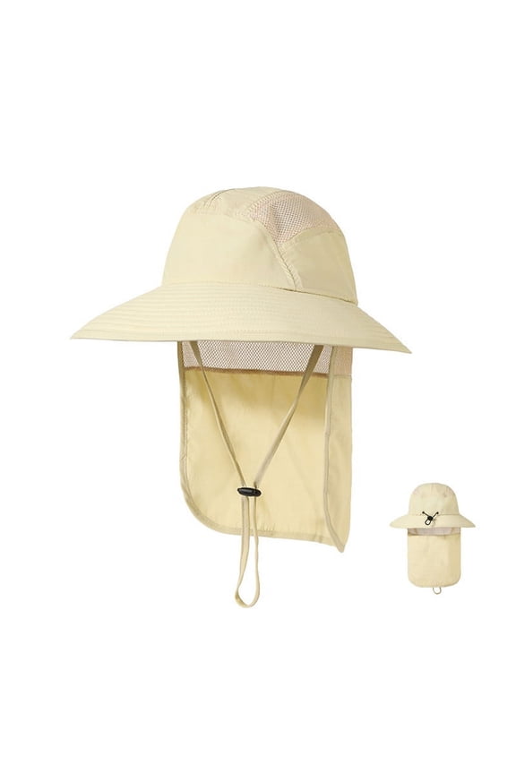 Mens UPF 50+ Sun Protection Cap Wide Brim Fishing Hat with Neck Flap