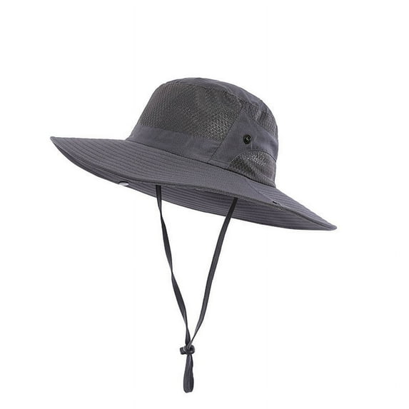 Gash Hao Sun Hat for Men Women Wide Brim UV Protection Bucket Hat with String Dark Gray