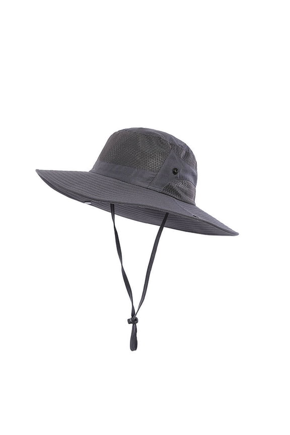 Sun Hat for Men Women Wide Brim UV Protection Bucket Hat with String Dark Gray