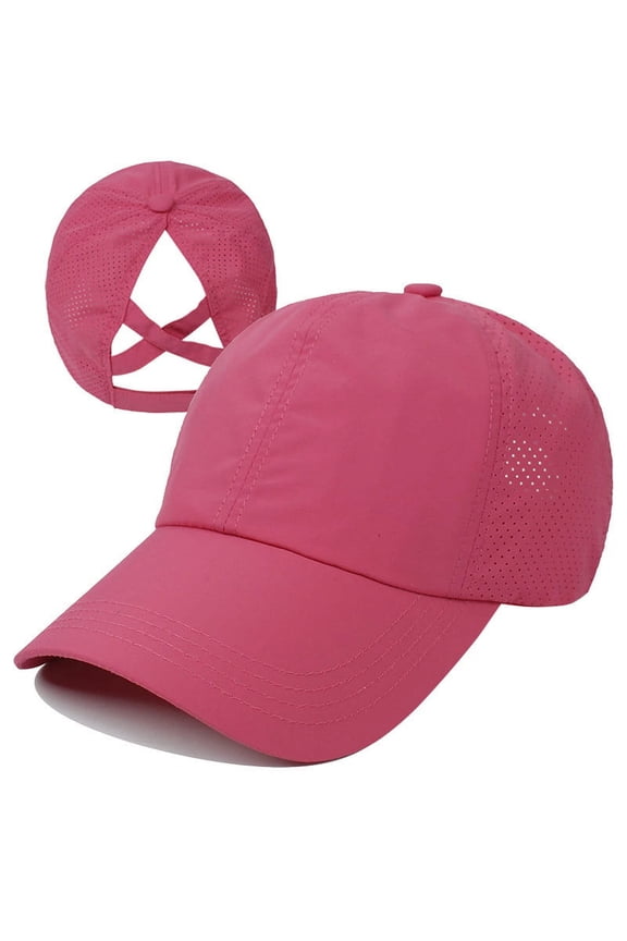 Womens Cross Ponytail Baseball Cap Adjustable Quick Drying Hat