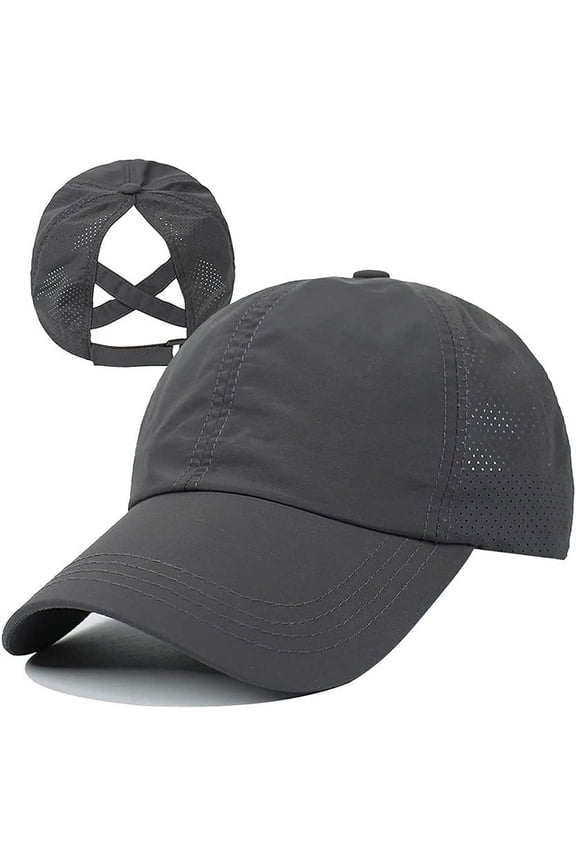 Womens Cross Ponytail Baseball Cap Adjustable Quick Drying Hat