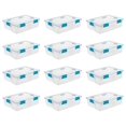 Gasket Box, Stackable Storage Bin with Latching Lid, 37 Quart, 12 Pack