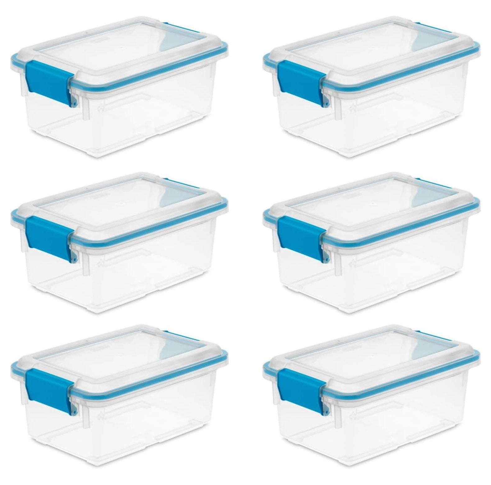 Gasket Box, Stackable Storage Bin with Latching Lid, 7.5 Quart, 24 Pack