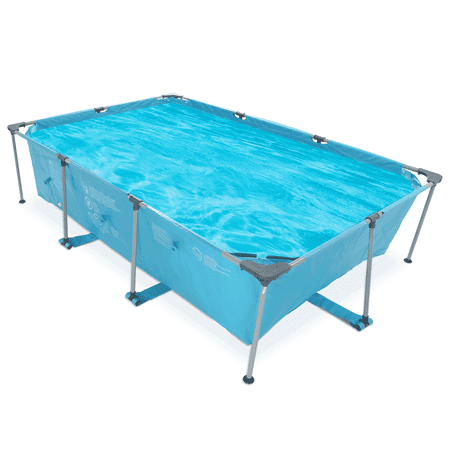 GASKY 10ft Swimming Pool Rectangle Metal Frame and Accessories 118x79x29.5 Inch for Adult Backyard Bule Just Pool