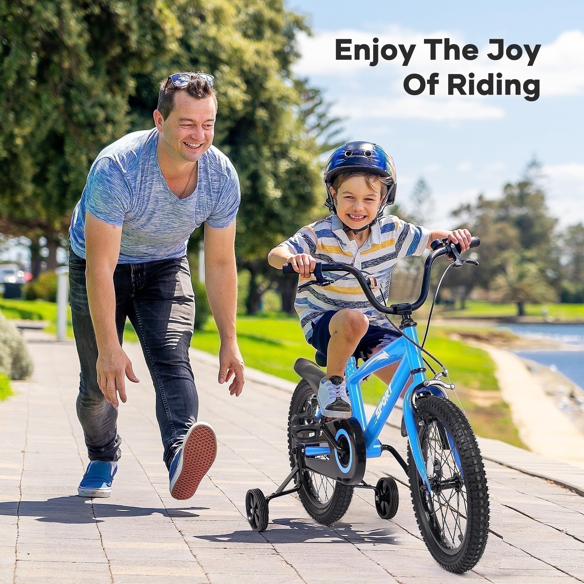 GASKY 14" Kids Bike for Boys Girls Child Bicycle with Removable Training Wheels Blue