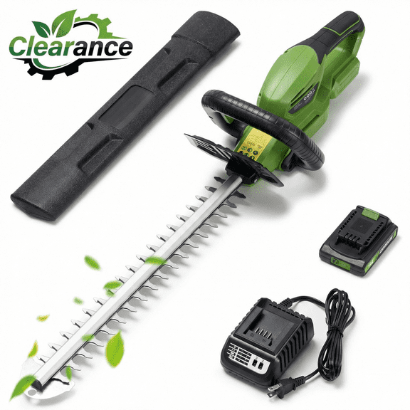 TACKLIFE 20V 19In Cordless Hedge Trimmer with 2.0Ah Battery & Charger, Electric Hedge Trimmer with SK5 Durable Dual-Action Blades, for Bush & Shrub Cutting, Trimming, Pruning, Portable,Green