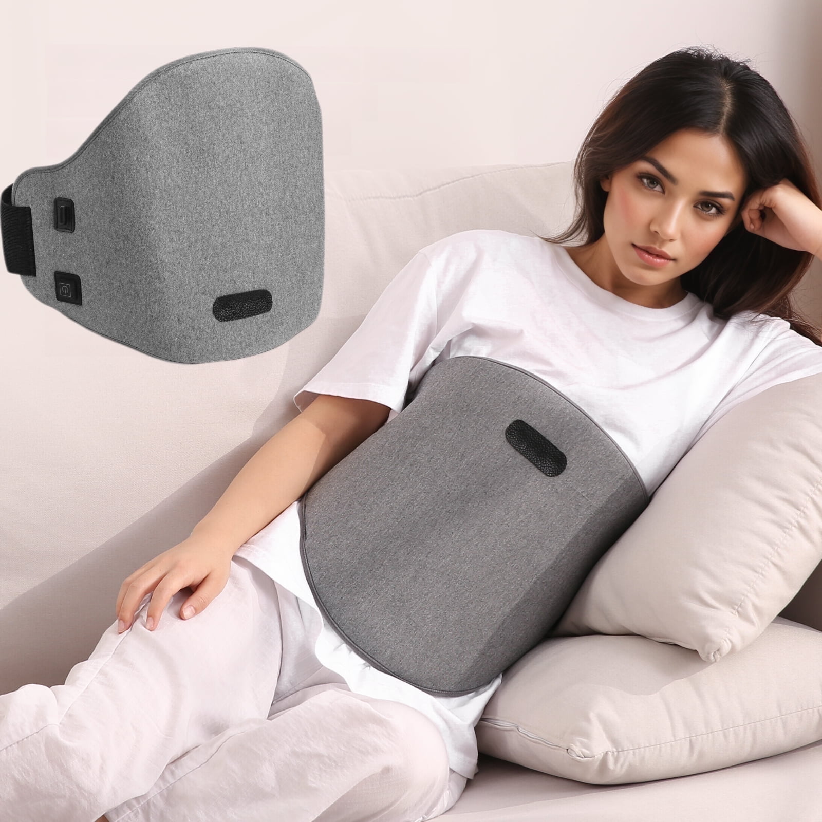 Gasky Electric Heating Pad Wrap 21 x 13" for Back Pain Shoulder & Abdomen Relaxing Pain Relief with Auto Shut Off and 6 Heat Settings Wrap Belt Flexible Portable Straps, Grey For Gift
