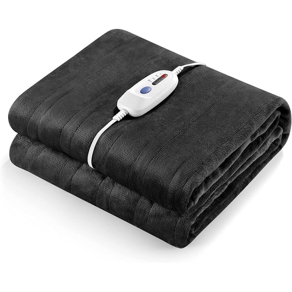 Gasky Full Size Heated Blanket, 72" x 84" Double Flannel Electric Blanket with 4 Heating Levels and 10 Hours Auto off, Machine Washable and Warm Blanket, Dark Gray