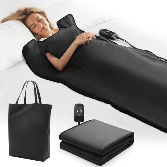 Gasky Infrared Sauna Blanket for Home Use,Portable Far Infrared Home Sauna for Detox, Tension, and Relaxation,Adjustable Temperature(86-158) & 20-60 Minutes Timer, Black