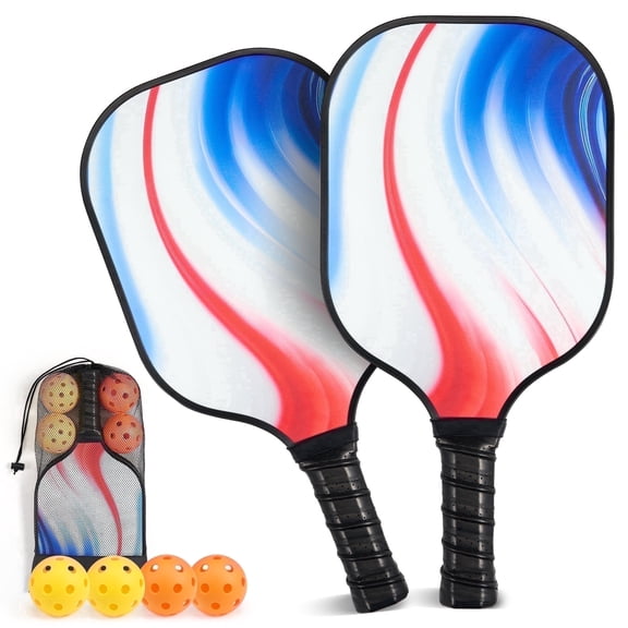 GASKY Pickleball Paddles Set of 2 Fiberglass Surface Pickle Ball Rackets 4 Pickle Balls Lightweight Portable for Women Men Beginners