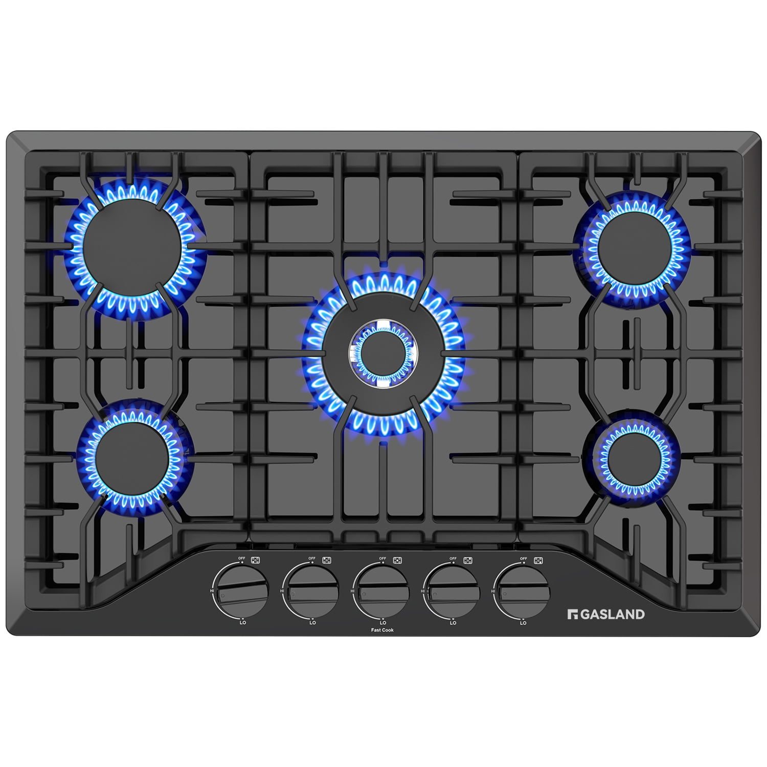 30-Inch Black Enamel 5-Burner Propane Gas Cooktop
