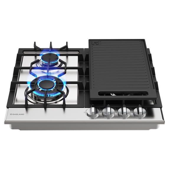 Gasland Chef GH60SF 24" 4 Burner Built-in Gas Stove Top,NG/LPG Convertible Cooktops with Griddle,Stainless Steel